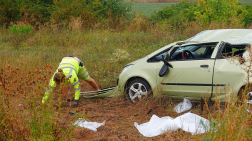 Lehajtott az útról egy autó a 46-os főúton